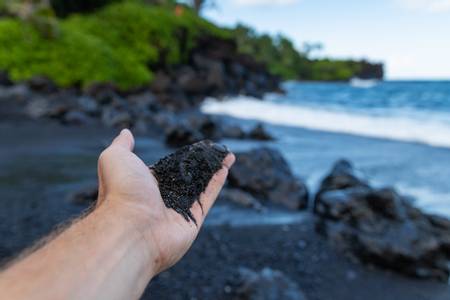 blacksand-beach-hanalei-hawaii beach